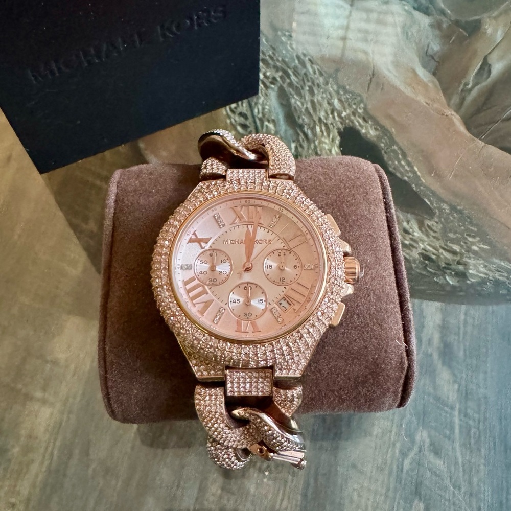 EUC Michael Kors Rose Gold Crystal Watch